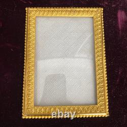 Cadre Ancien Velours Laiton & Verre Légèrement Bombé Napoléon III XIXè