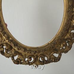 Cadre Bois Doré Ancien Italien XIXè Très Bon Etat Dorure D'Origine
