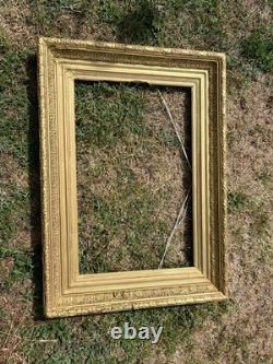 Cadre En Bois & Stuc Doré Napoléon III, 59 x 38 XIX