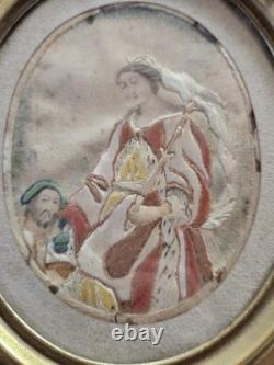 Cadre Ovale XIX Broderie XVIII XIX Era Napoleon III cadre Laiton