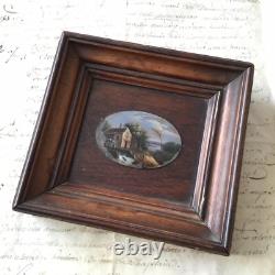 Cadre Peinture Fixé Sous Verre Miniature XIXè Napoléon III Victorian French 19C