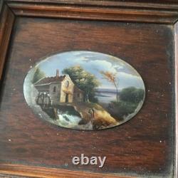 Cadre Peinture Fixé Sous Verre Miniature XIXè Napoléon III Victorian French 19C
