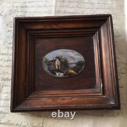 Cadre Peinture Fixé Sous Verre Miniature XIXè Napoléon III Victorian French 19C