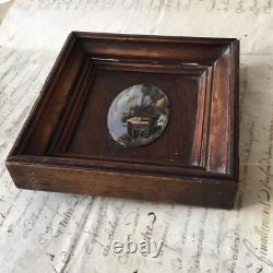 Cadre Peinture Fixé Sous Verre Miniature XIXè Napoléon III Victorian French 19C