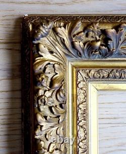 Cadre bois stuc doré Décor Floral Acanthe Guirlande laurier XIX ième Napoléon 3