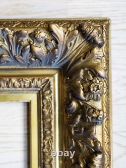 Cadre bois stuc doré Décor Floral Acanthe Guirlande laurier XIX ième Napoléon 3