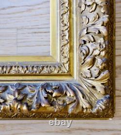 Cadre bois stuc doré Décor Floral Acanthe Guirlande laurier XIX ième Napoléon 3