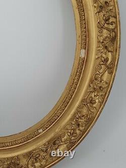 Cadre ovale Ancien en bois et stuc doré XIX ème s Napoléon III