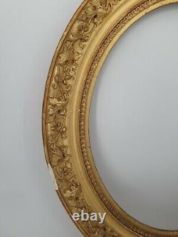Cadre ovale Ancien en bois et stuc doré XIX ème s Napoléon III