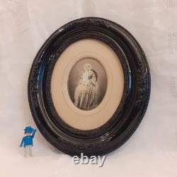 Cadre ovale noir ancien napoléon III XIX° Antique black oval frame Napoleon III