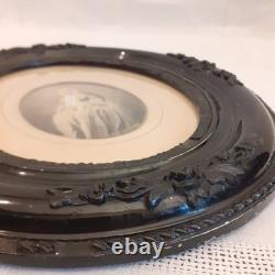 Cadre ovale noir ancien napoléon III XIX° Antique black oval frame Napoleon III