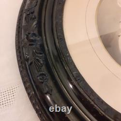 Cadre ovale noir ancien napoléon III XIX° Antique black oval frame Napoleon III