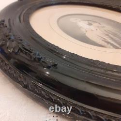 Cadre ovale noir ancien napoléon III XIX° Antique black oval frame Napoleon III