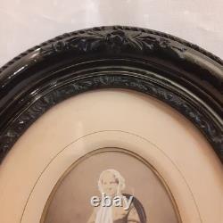 Cadre ovale noir ancien napoléon III XIX° Antique black oval frame Napoleon III