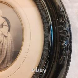 Cadre ovale noir ancien napoléon III XIX° Antique black oval frame Napoleon III