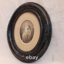 Cadre ovale noir ancien napoléon III XIX° Antique black oval frame Napoleon III