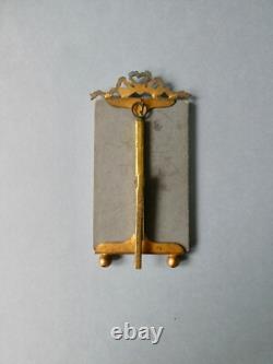 Cadre porte photo laiton verre biseauté, arlequin, Napoléon III XIX, 7 par 13,5