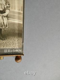 Cadre porte photo laiton verre biseauté, arlequin, Napoléon III XIX, 7 par 13,5