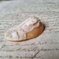 Camée Ancien Napoléon III Portrait Vierge XIXè Victorian Shell Cameo