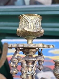 Candélabres Bronze 3 Feux XIX ème siècle Napoléon III