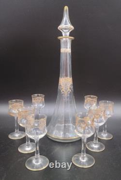 Carafe 8 verres cristal verre gravé dorure Napoléon III XIXè Baccarat St Louis