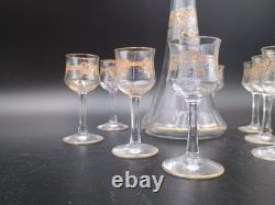 Carafe 8 verres cristal verre gravé dorure Napoléon III XIXè Baccarat St Louis