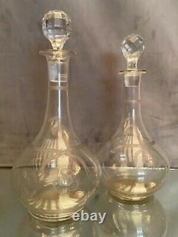 Carafe à eau et carafe à vin en cristal XIXe Napoléon III chiffré au S