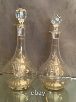 Carafe à eau et carafe à vin en cristal XIXe Napoléon III chiffré au S