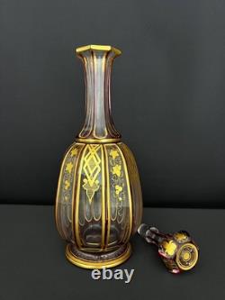 Carafe en cristal doublé rubis, fin XIXe siècle