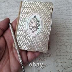 Carnet de Bal Argent et Nacre XIXè MOP Silver French Dance Card 19thC