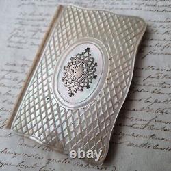 Carnet de Bal Argent et Nacre XIXè MOP Silver French Dance Card 19thC