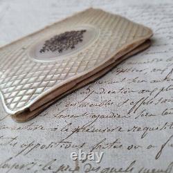 Carnet de Bal Argent et Nacre XIXè MOP Silver French Dance Card 19thC