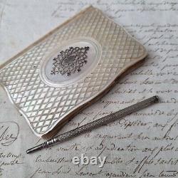 Carnet de Bal Argent et Nacre XIXè MOP Silver French Dance Card 19thC