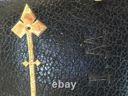 Carnet de bal XIX eme cuir or os romantique napoleon III charles x