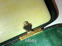 Carnet de bal XIX eme cuir or os romantique napoleon III charles x