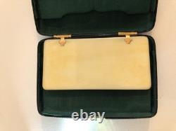 Carnet de bal XIX eme cuir or os romantique napoleon III charles x