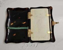 Carnet de bal ancien écussons en or, crayon en argent XIX ème