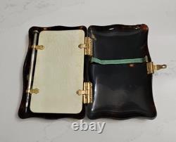 Carnet de bal ancien écussons en or, crayon en argent XIX ème