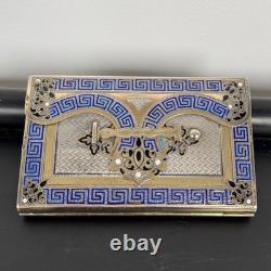 Carnet de bal en argent rehaussé de cloisonné fin XIXe Napoléon III M3959