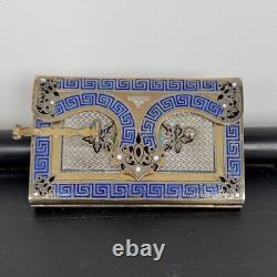 Carnet de bal en argent rehaussé de cloisonné fin XIXe Napoléon III M3959