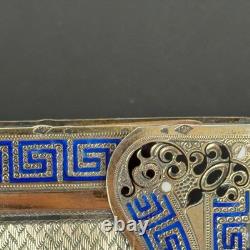 Carnet de bal en argent rehaussé de cloisonné fin XIXe Napoléon III M3959