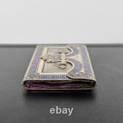 Carnet de bal en argent rehaussé de cloisonné fin XIXe Napoléon III M3959