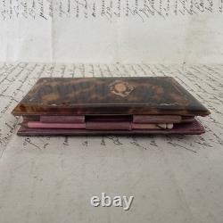Carnet de bal en écaille ornementée de marqueterie XIXe Napoléon III M4092