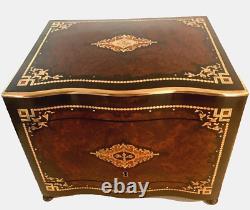 Cave A Liqueur Complète Boulle Coffret Napoléon III Boite Marqueterie XIX Siècle