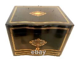 Cave a liqueur complète en marqueterie Boulle coffret Napoléon III XIX siècle