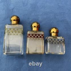 Cave à parfum 3 flacons en cristal dans étui en cuir XIXe / Napoléon III