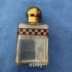 Cave à parfum 3 flacons en cristal dans étui en cuir XIXe / Napoléon III