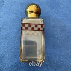 Cave à parfum 3 flacons en cristal dans étui en cuir XIXe / Napoléon III