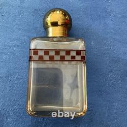 Cave à parfum 3 flacons en cristal dans étui en cuir XIXe / Napoléon III