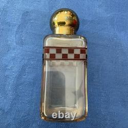 Cave à parfum 3 flacons en cristal dans étui en cuir XIXe / Napoléon III